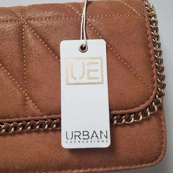 Urban Expressions Crossbody Purse with GOLD Chain Strap - DARK BROWN NWT - Picture 5 of 6